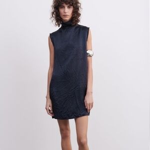 NWT Zara Limited Edition Satin Effect Midnight Blue Sleeveless Mini Dress